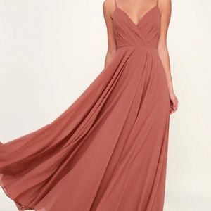 Lulu’s Sweetheart Spaghetti Strap Maxi Dress in Rose (Bridesmaids, Event)